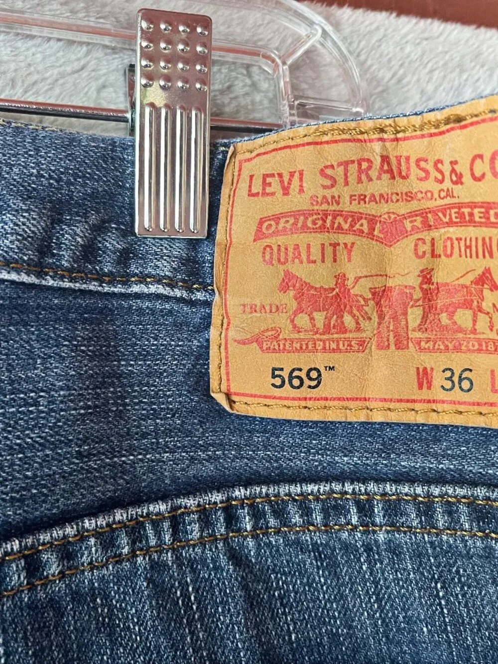 Levi’s 569 Loose Straight Jeans Mens 36x30 Medium Wash Denim 100% Cotton